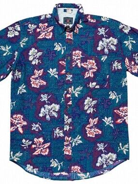 Vintage Chaps Ralph Lauren Floral Hawaiian Camp Shirt Mens LT Large Tall Cotton